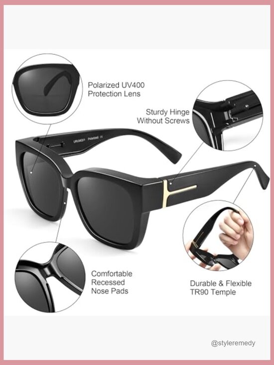 Polarized UV400 Over Glasses Sunglasses, TR90 Frame, Square Lens main image 6